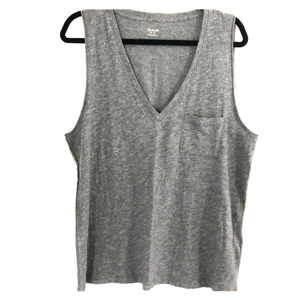 Madewell Cotton Sleeveless Pocket V Neck Tee NWT